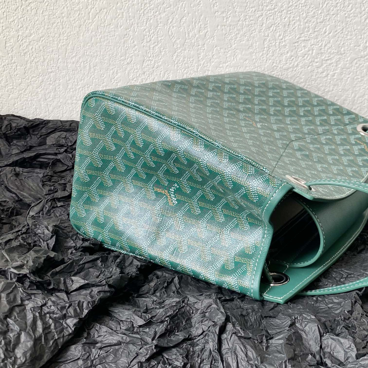 高仿Goyard*ROUETT5老花滿印單肩手拎袋綠色小號免檢版