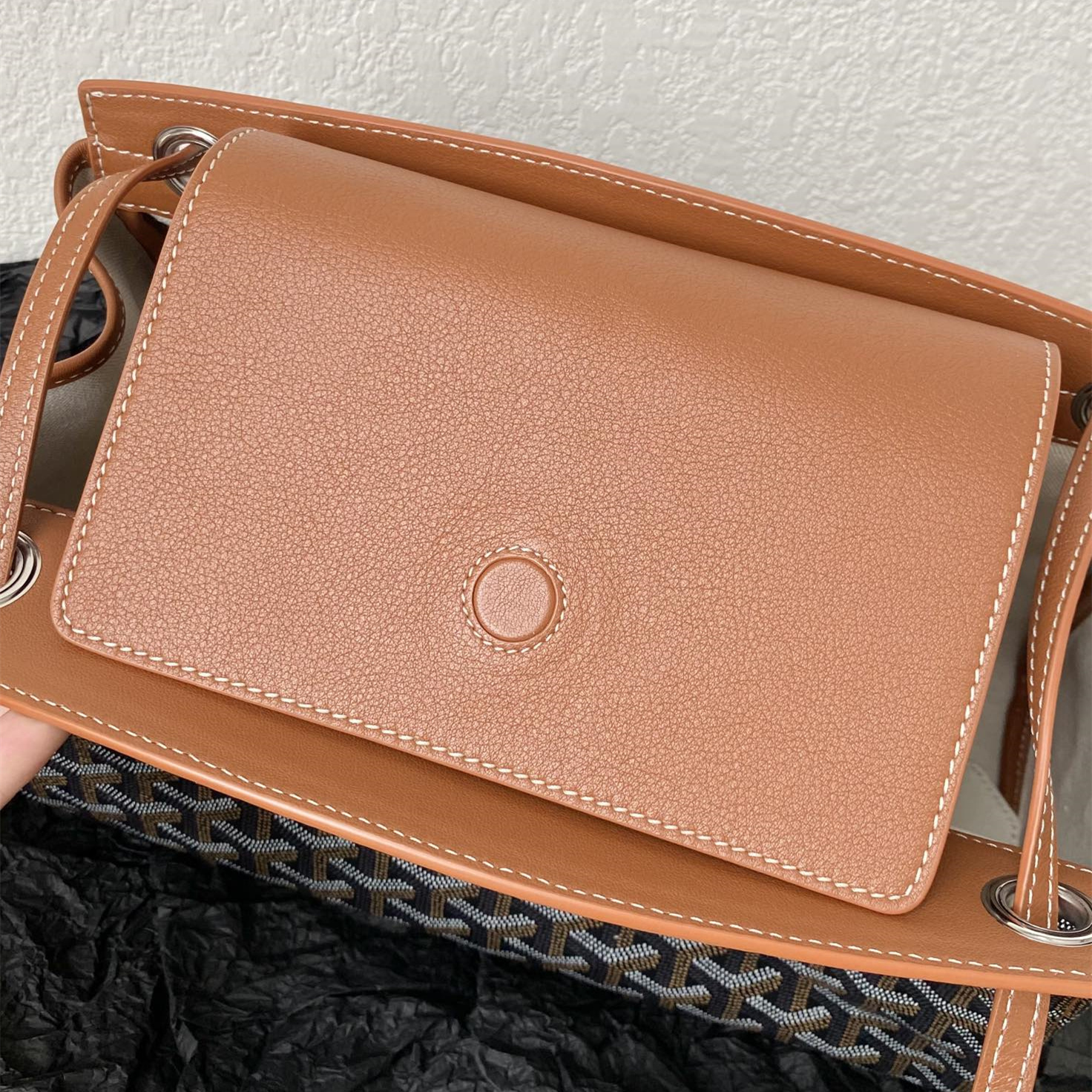高仿Goyard*ROUETT2老花滿印單肩手拎袋紫色小號免檢版