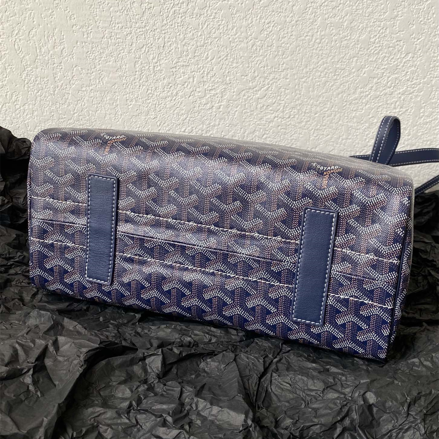 高仿Goyard*ROUETT6老花滿印單肩手拎袋深藍小號免檢版