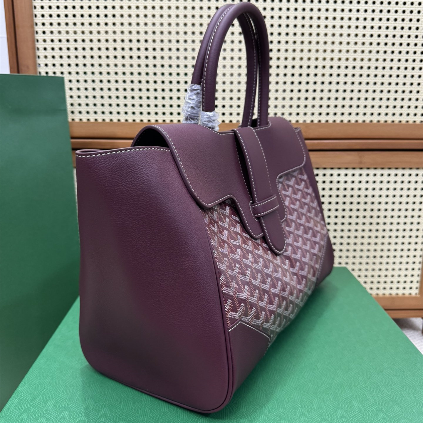 高仿Goyard*SAIGOC11手提托特包雙拼紫色大號免檢版