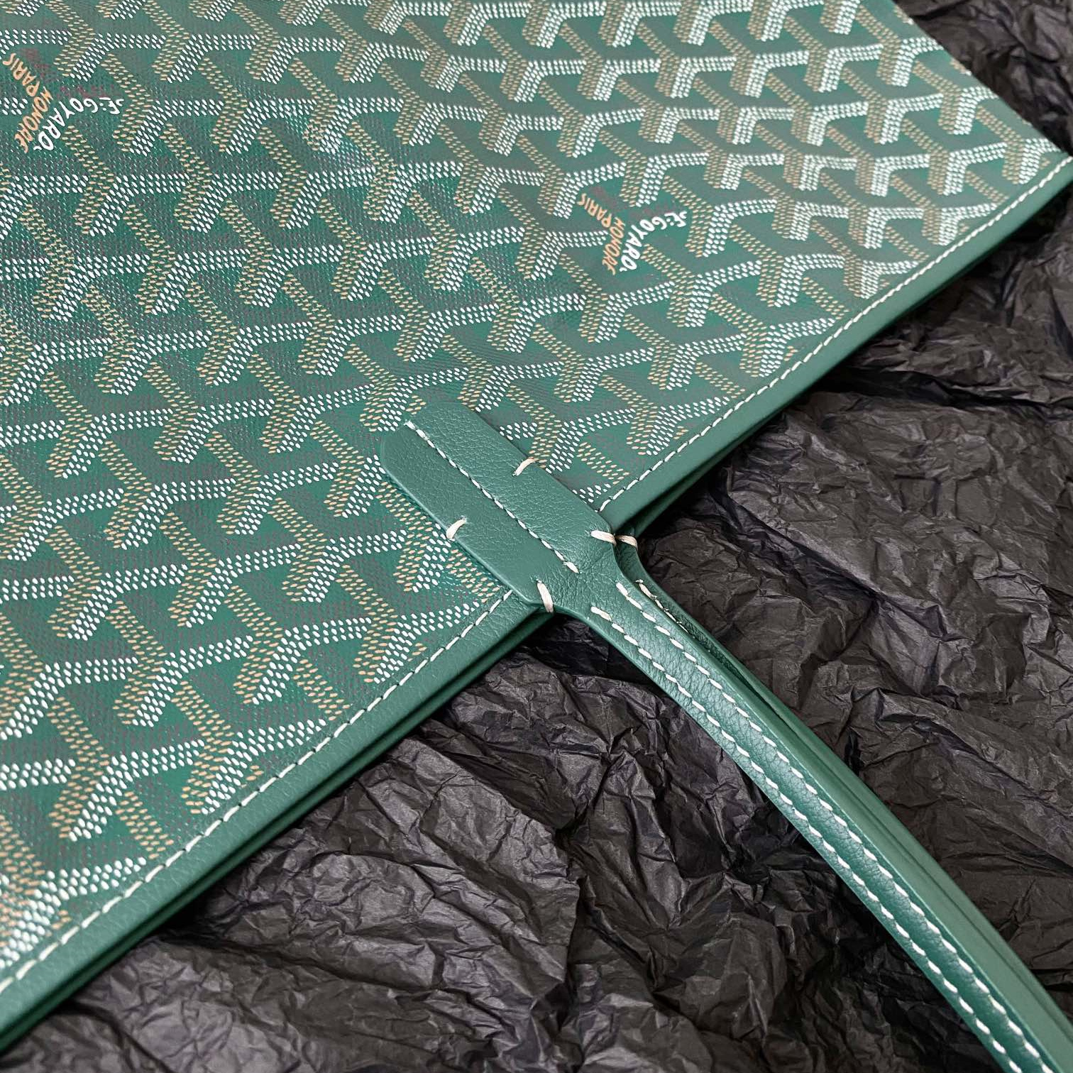 高仿Goyard*STLOUI1滿印Tote媽咪袋綠色大號免檢版