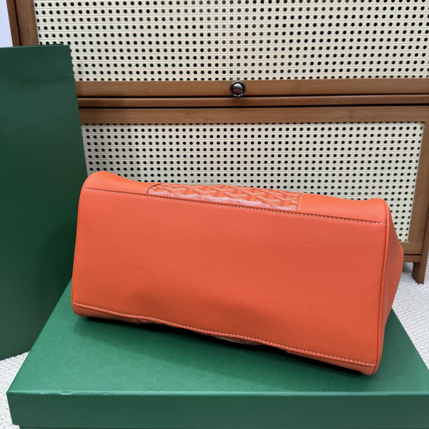 高仿Goyard*SAIGOC7手提托特包雙拼橙紅大號免檢版
