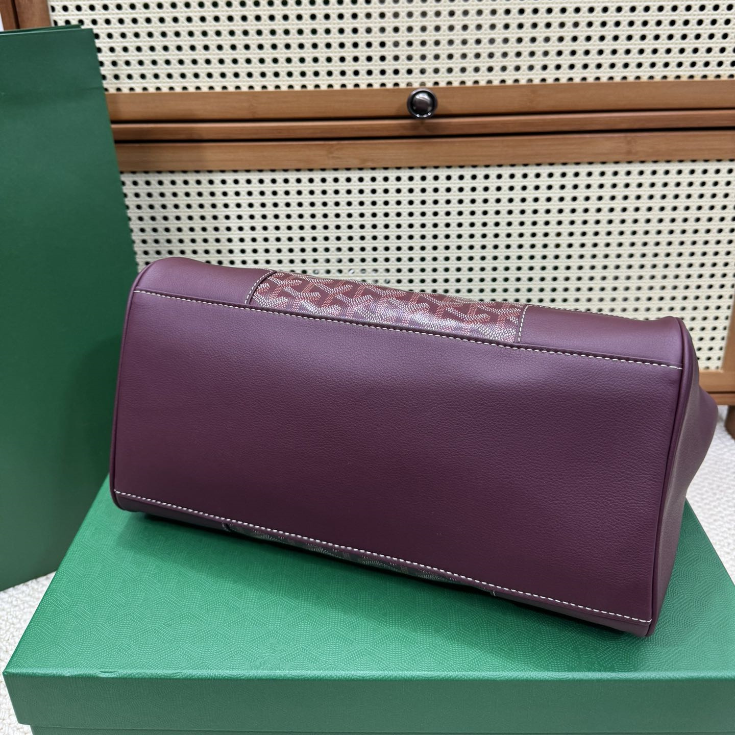 高仿Goyard*SAIGOC11手提托特包雙拼紫色大號免檢版