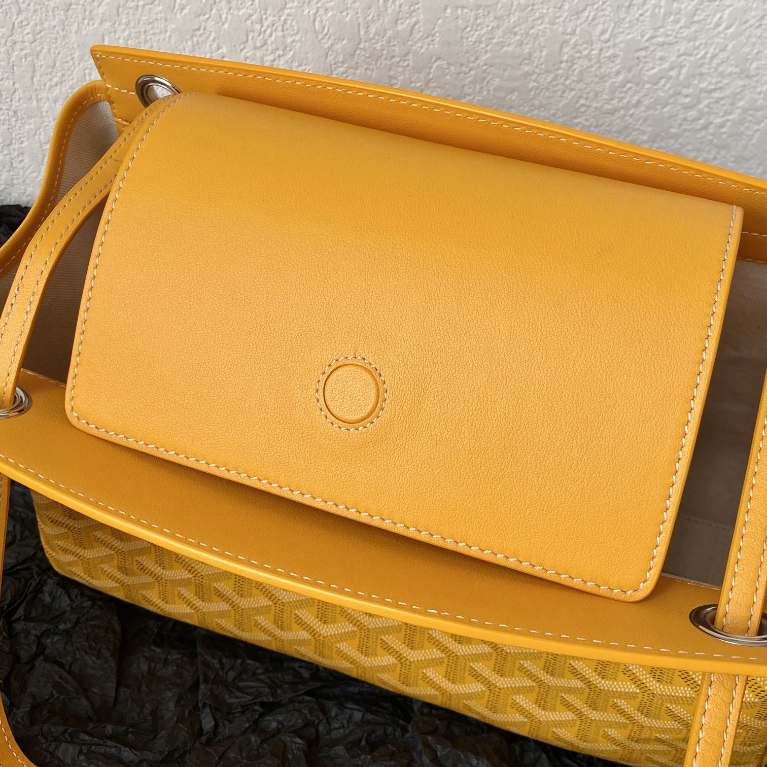 高仿Goyard*ROUETT4老花滿印單肩手拎袋黃色小號免檢版