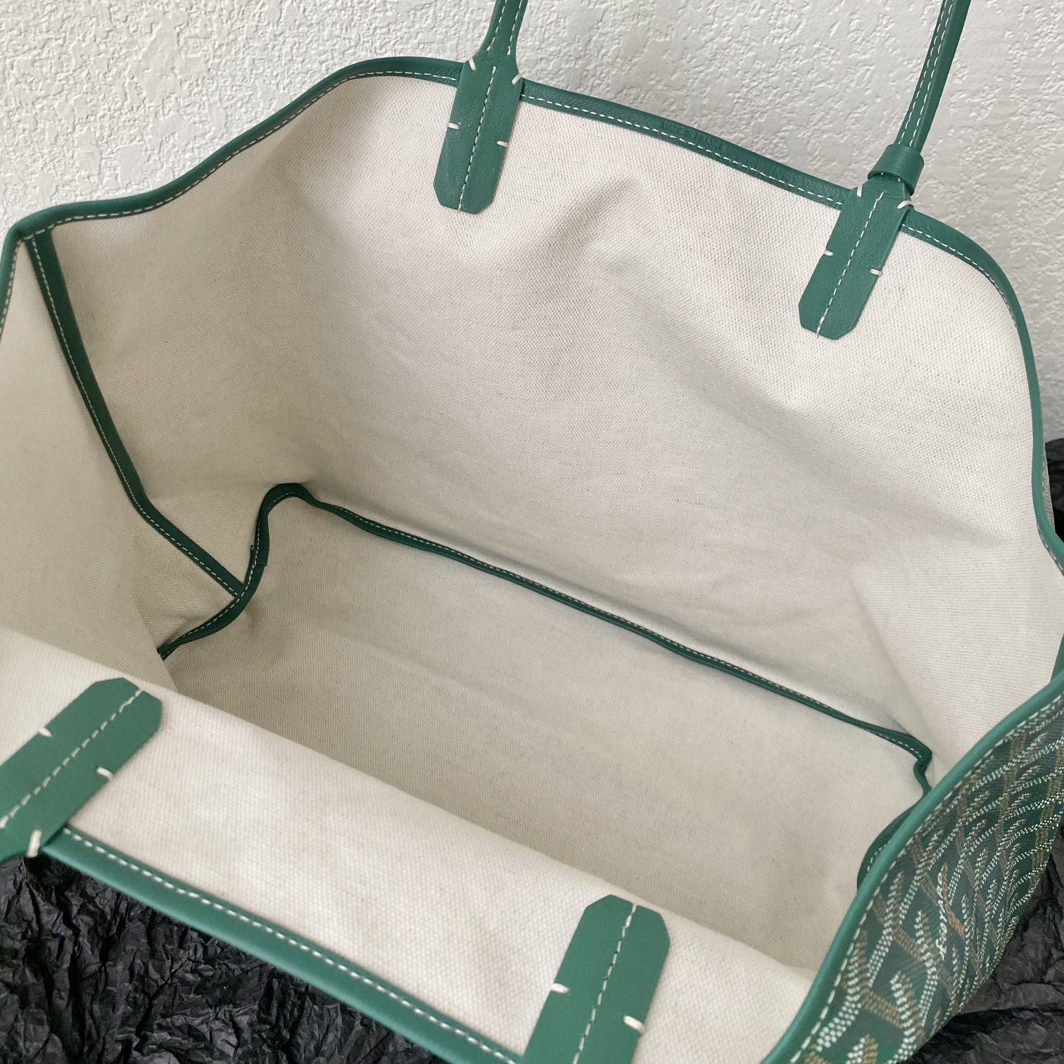 高仿Goyard*STLOUIA滿印Tote購物袋綠色中號免檢版