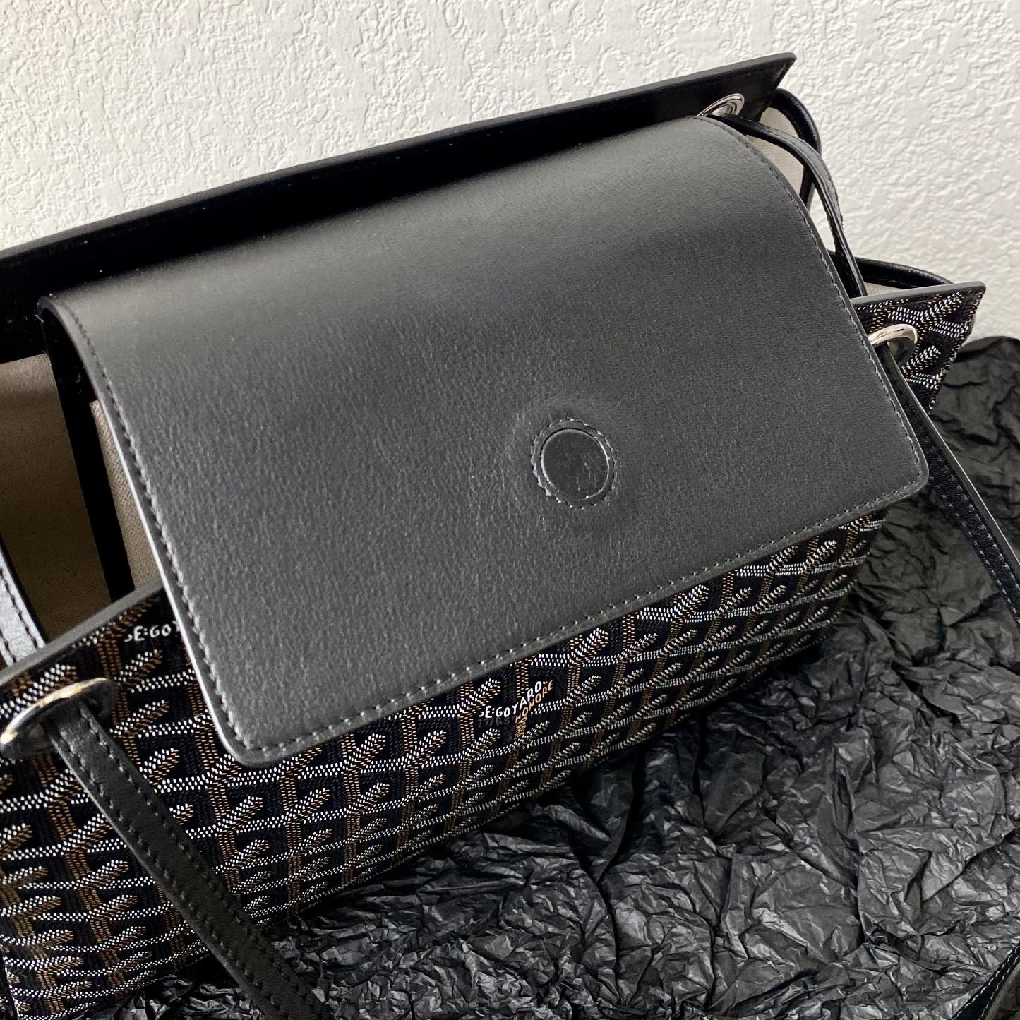 高仿Goyard*ROUETT1老花滿印單肩手拎袋黑色小號免檢版