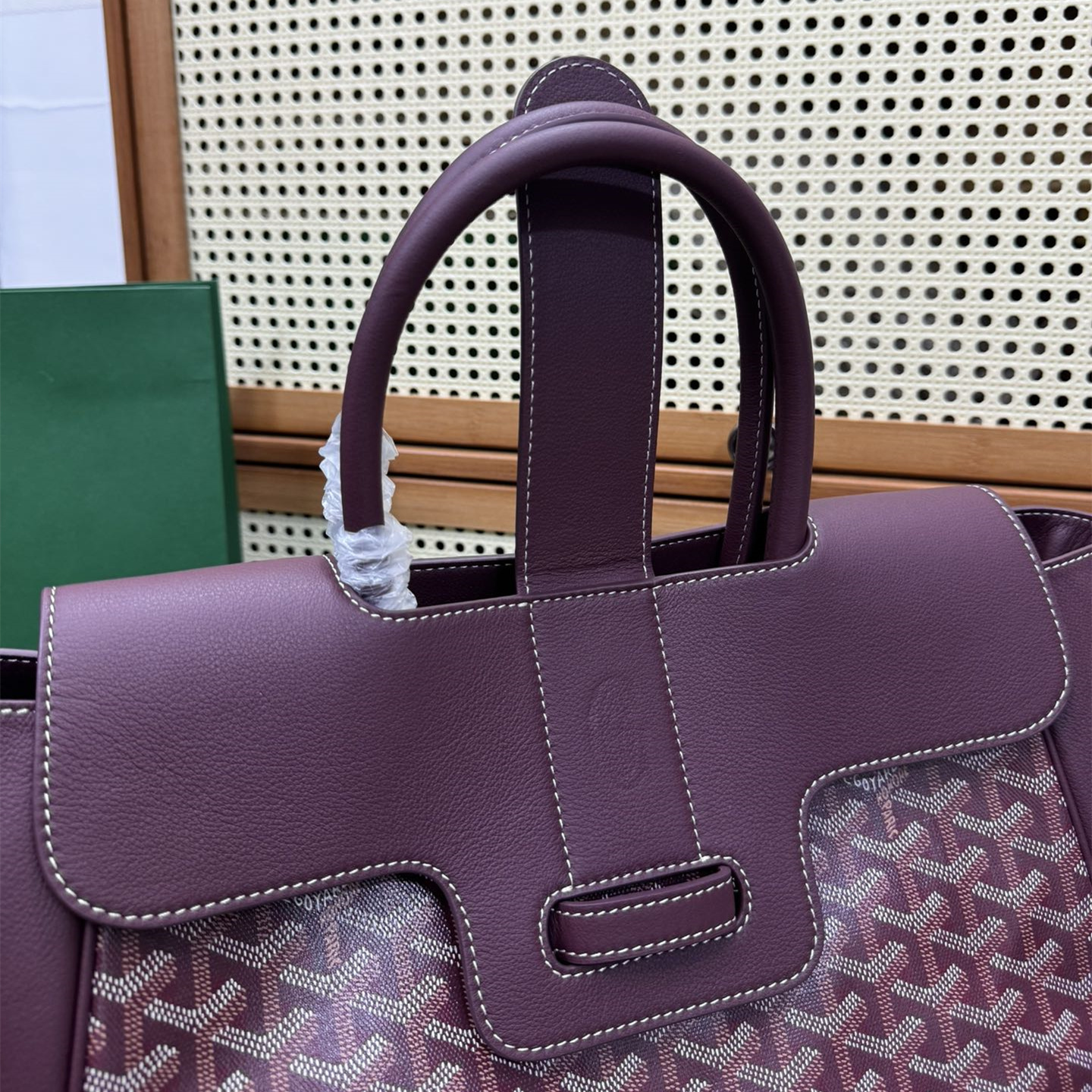 高仿Goyard*SAIGOC11手提托特包雙拼紫色大號免檢版