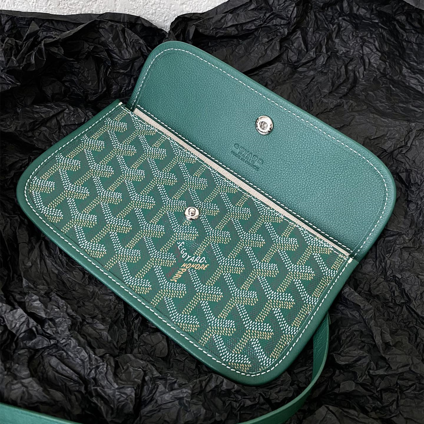 高仿Goyard*STLOUIA滿印Tote購物袋綠色中號免檢版