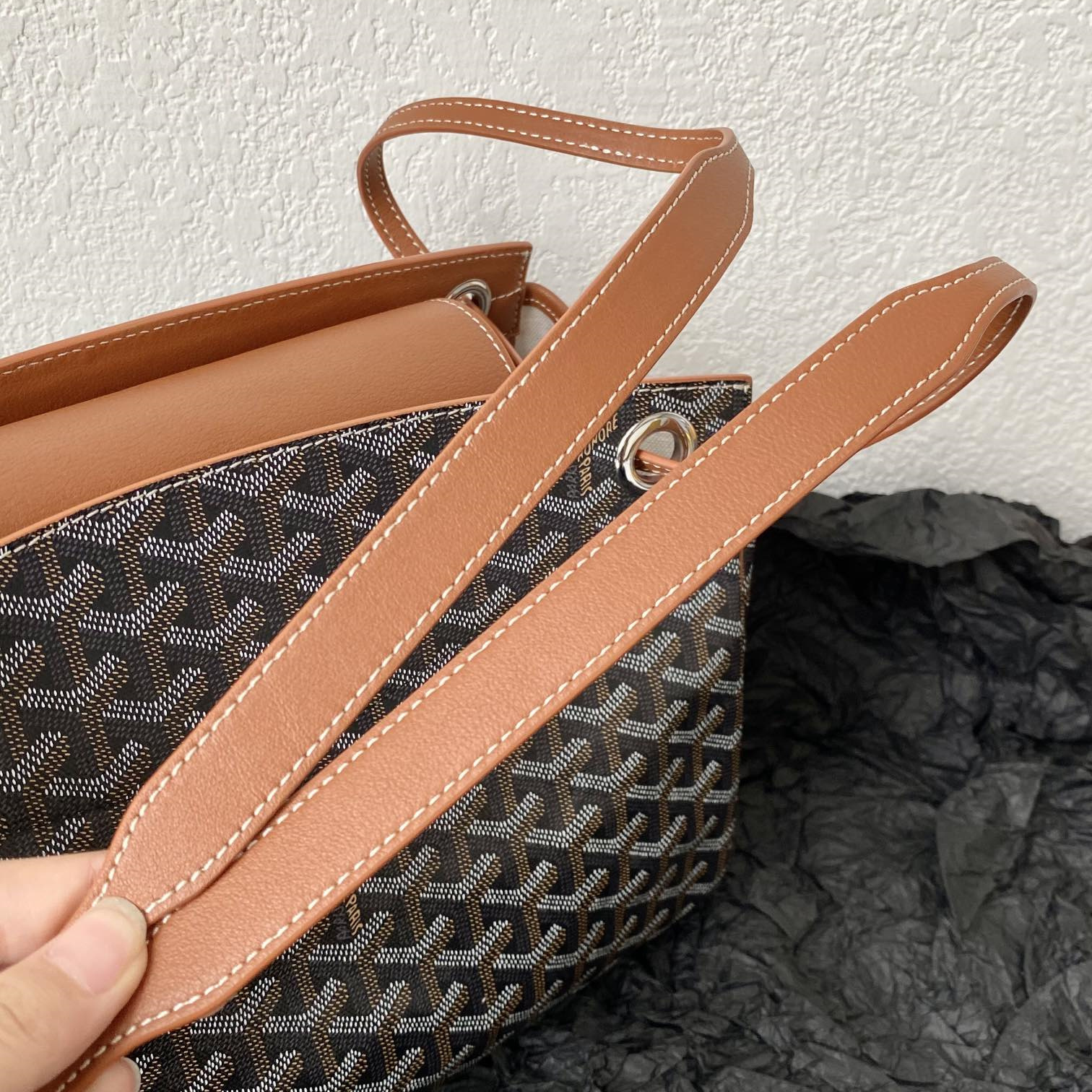 高仿Goyard*ROUETT2老花滿印單肩手拎袋紫色小號免檢版