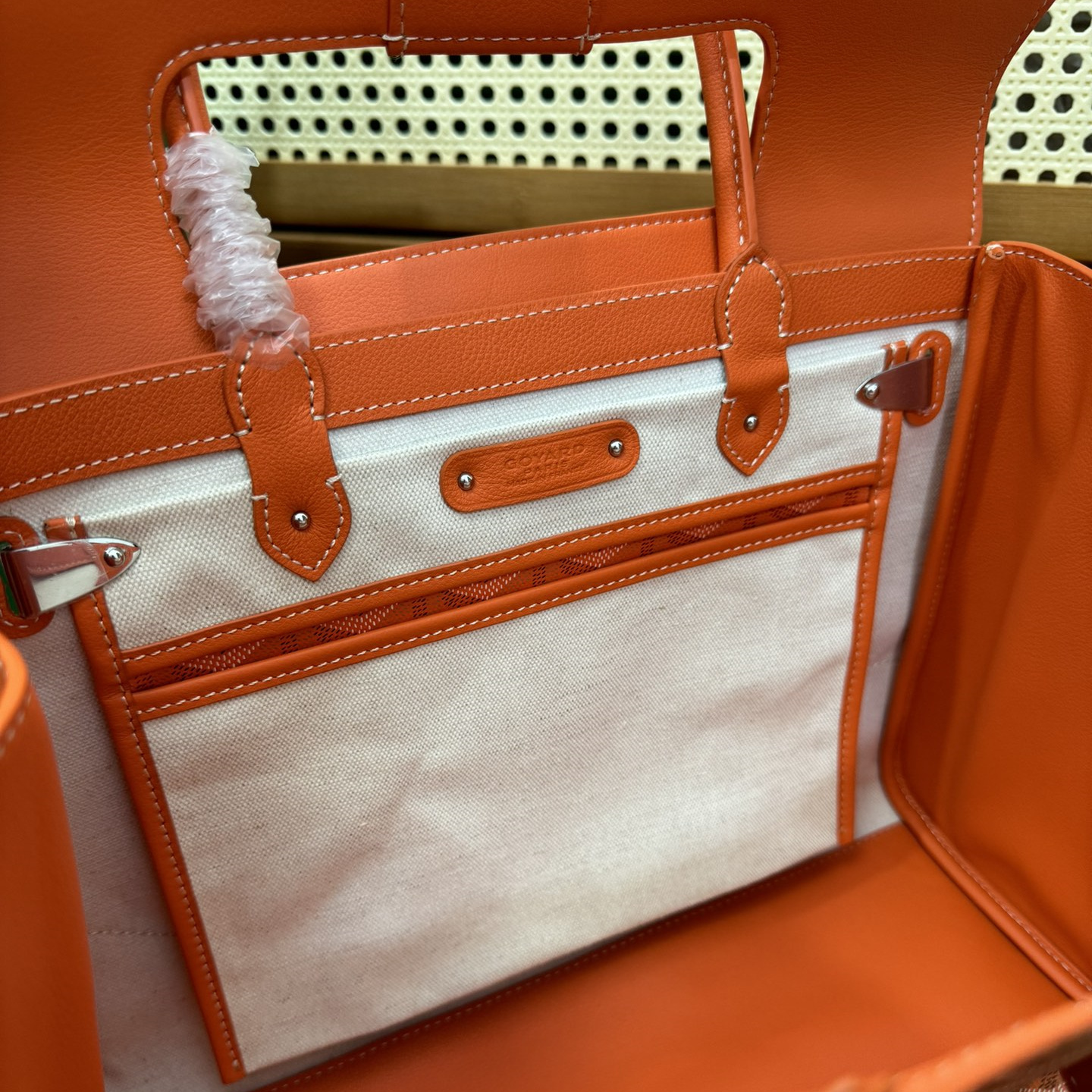 高仿Goyard*SAIGOC7手提托特包雙拼橙紅大號免檢版