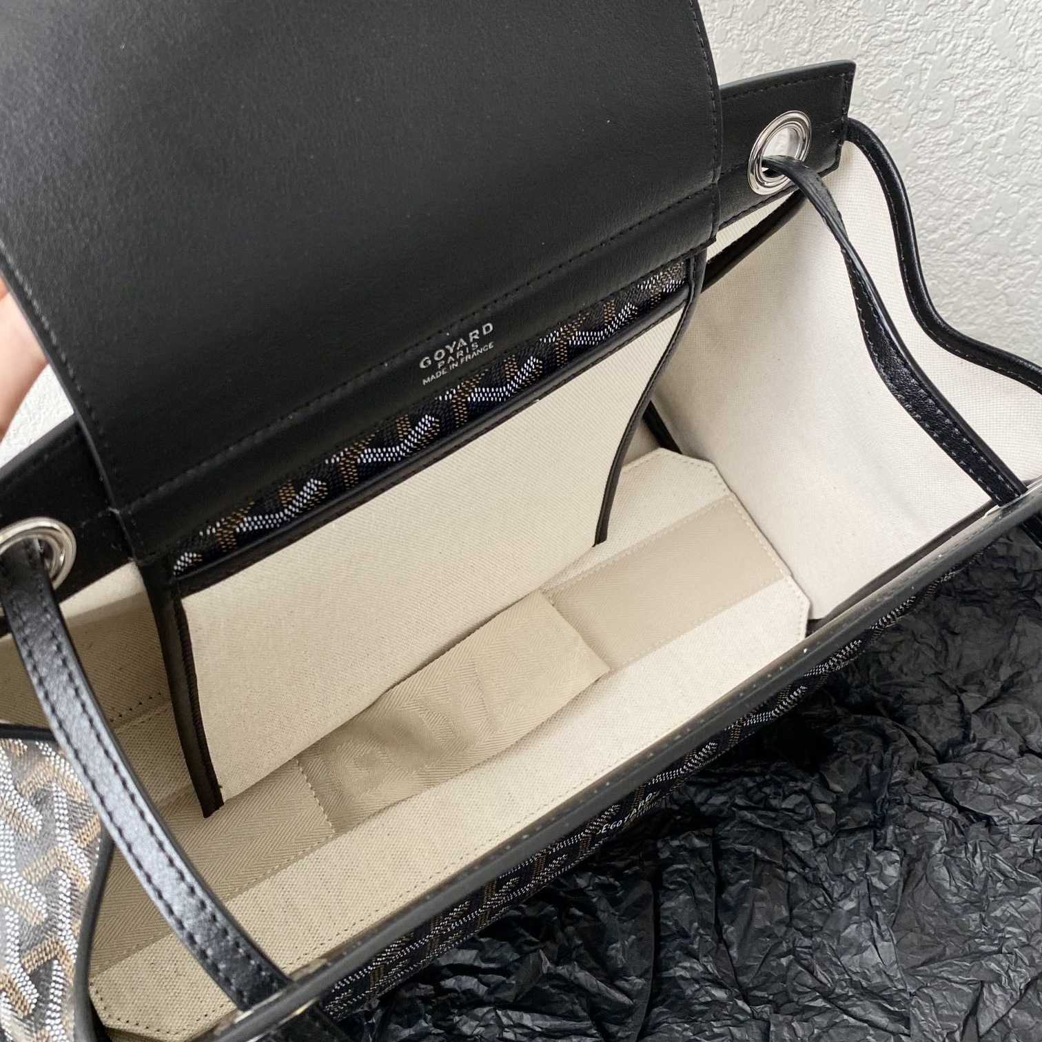 高仿Goyard*ROUETT1老花滿印單肩手拎袋黑色小號免檢版