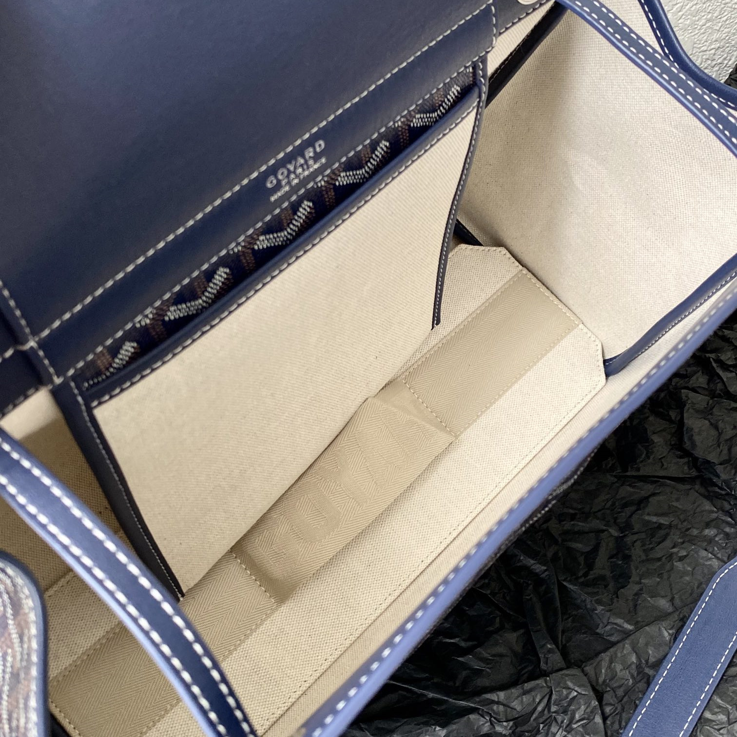 高仿Goyard*ROUETT6老花滿印單肩手拎袋深藍小號免檢版