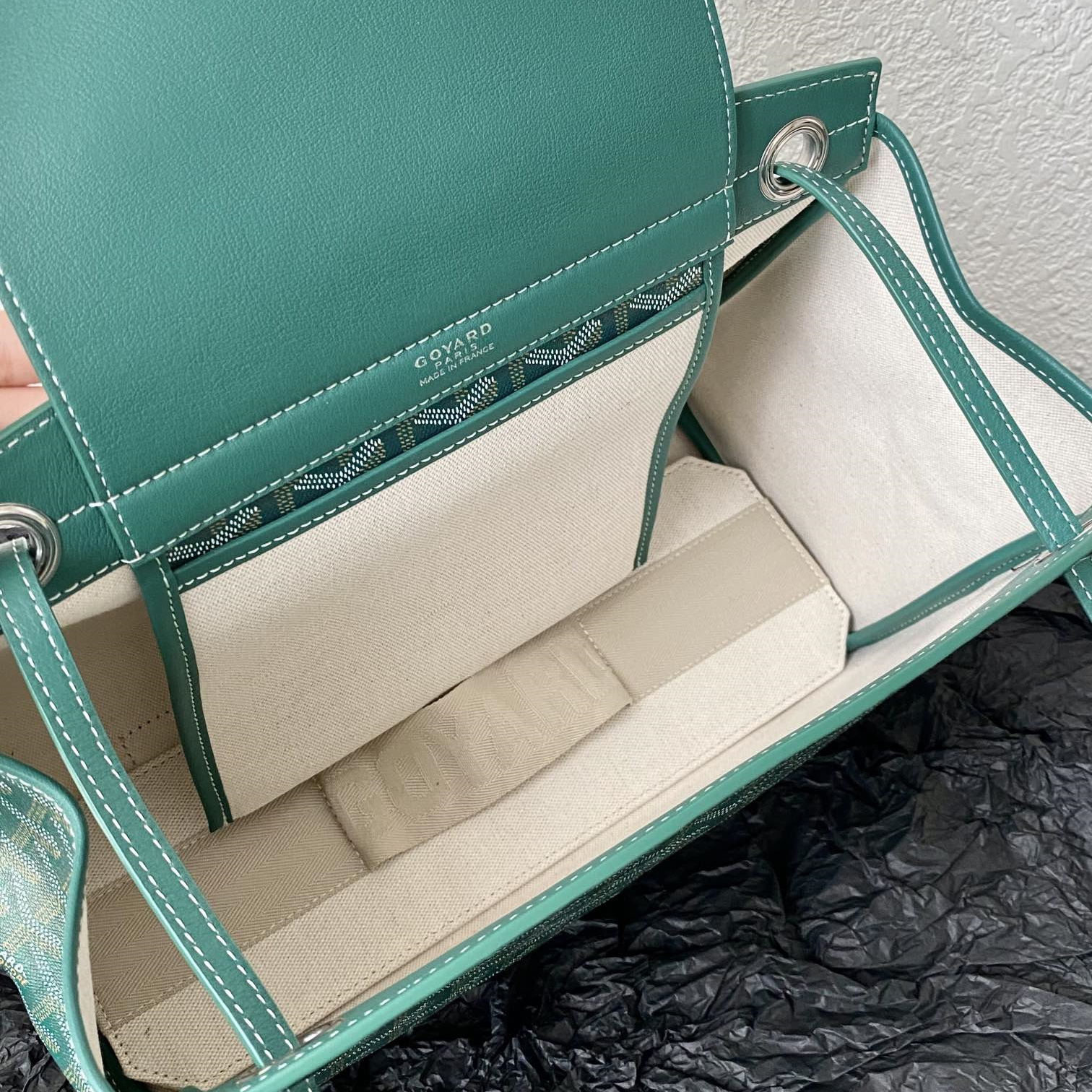 高仿Goyard*ROUETT5老花滿印單肩手拎袋綠色小號免檢版