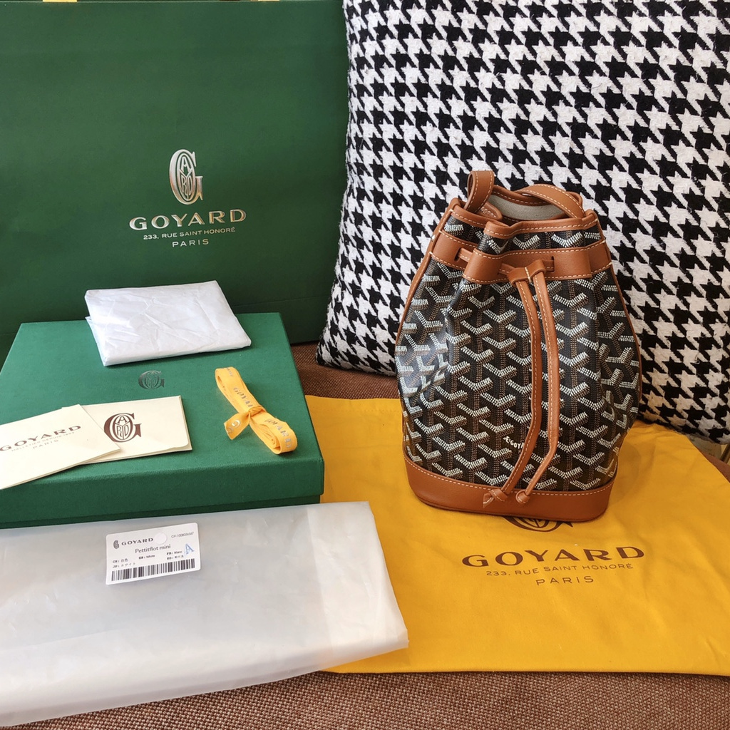 高仿Goyard*PEFLOT2抽繩水桶包棕色免檢版