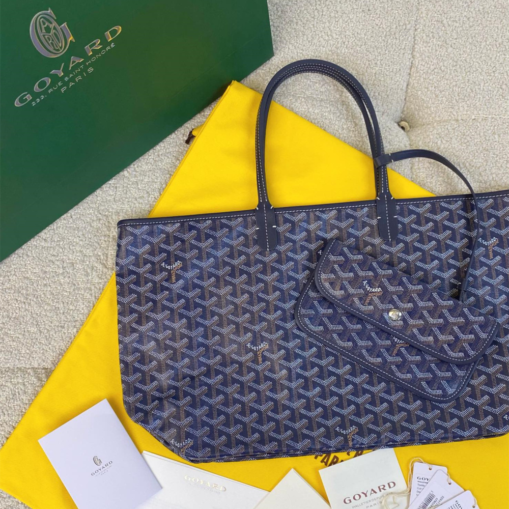 高仿Goyard*STLOUIE滿印Tote購物袋深藍中號免檢版