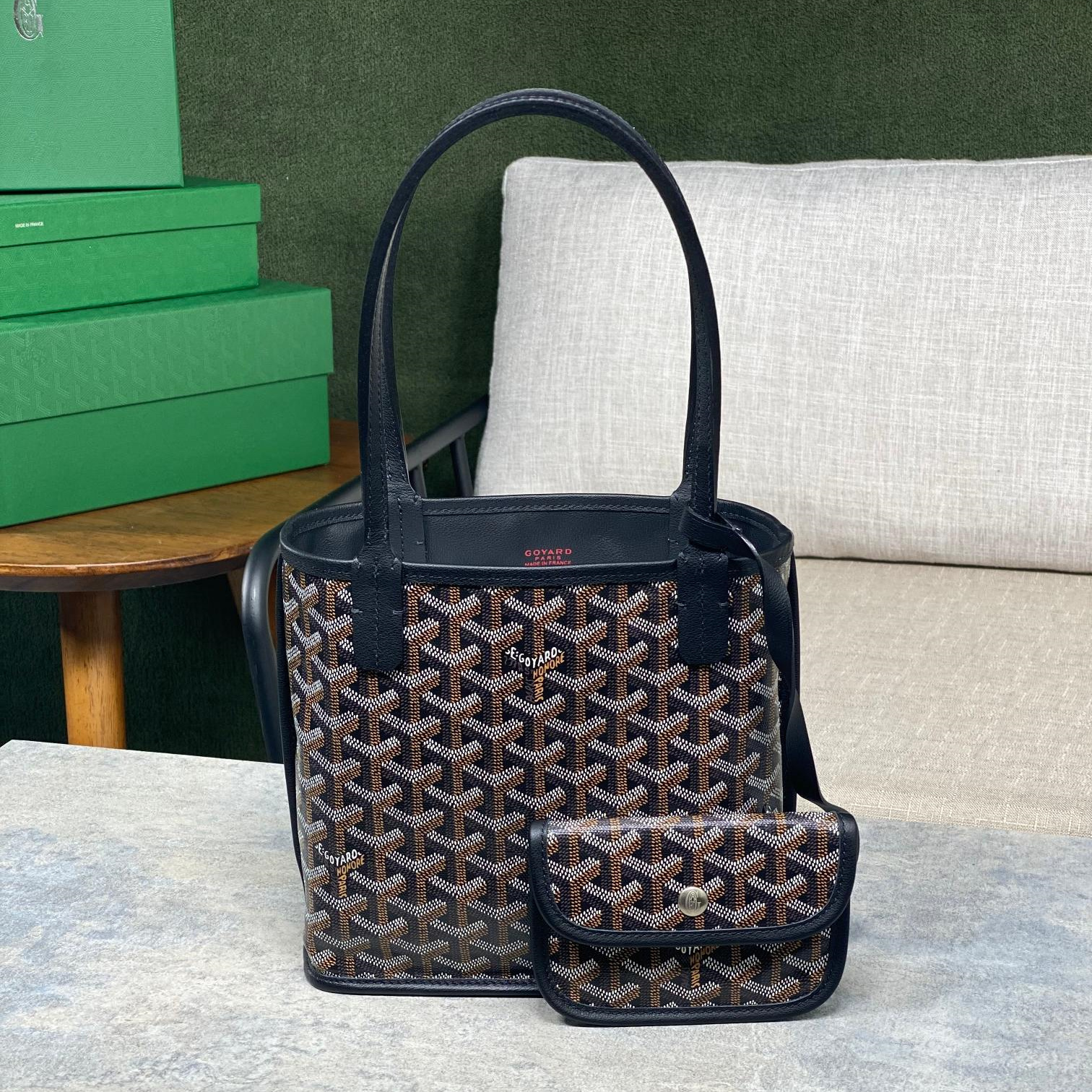 高仿Goyard*GY10185雙面兩用MiniTote手袋黑色免檢版