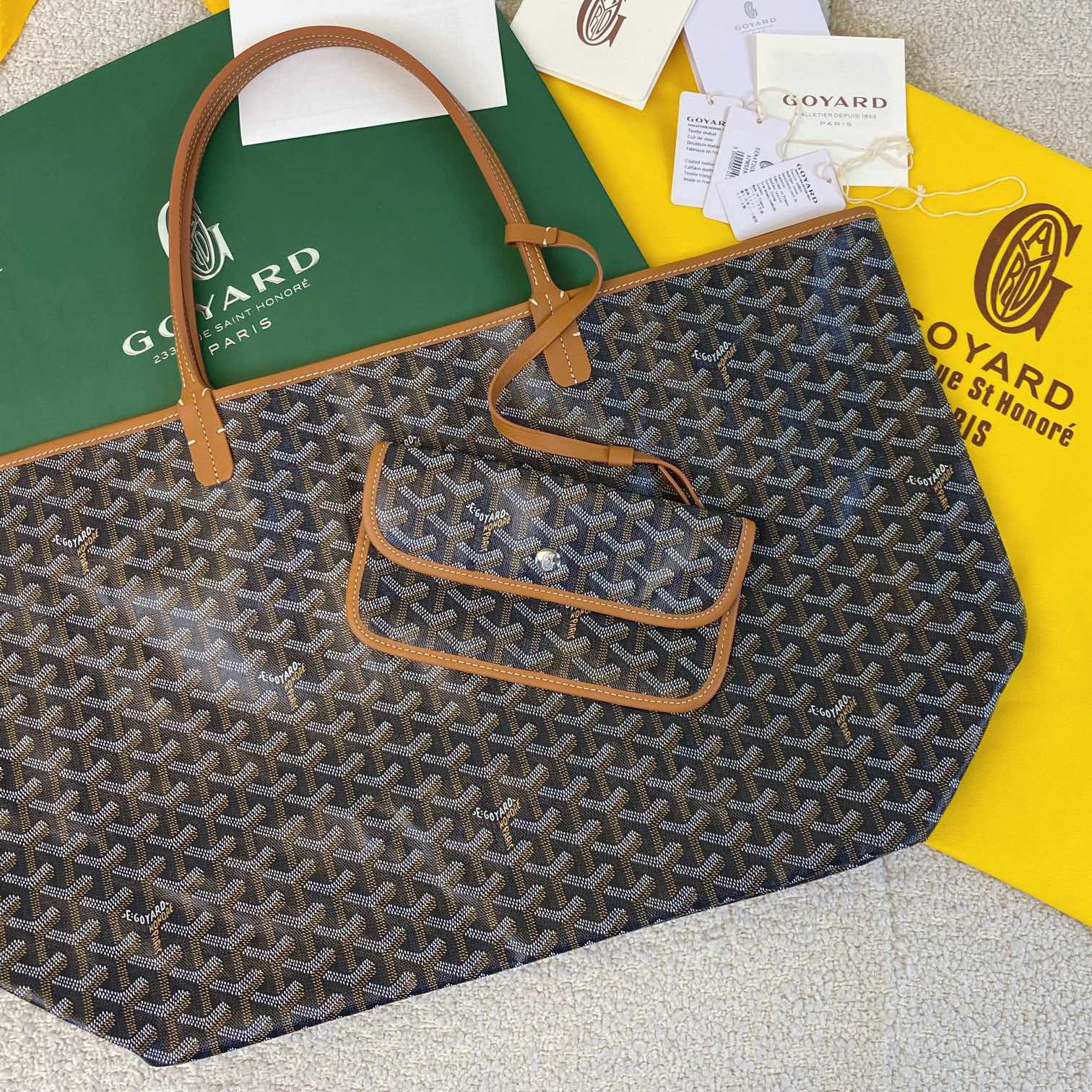 高仿Goyard*STLOUI7滿印Tote媽咪袋棕色大號免檢版