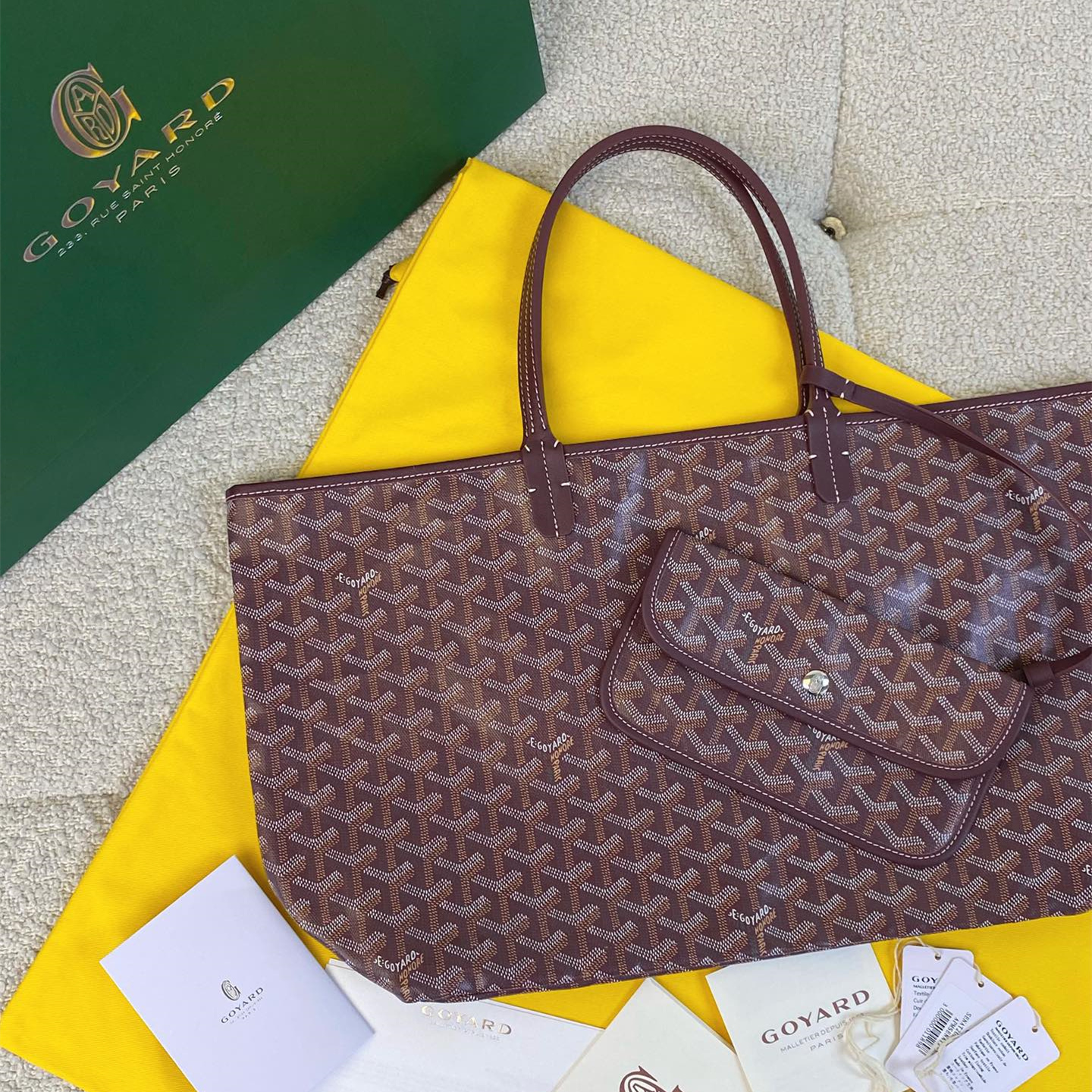高仿Goyard*STLOUIF滿印Tote購物袋朱紅中號免檢版