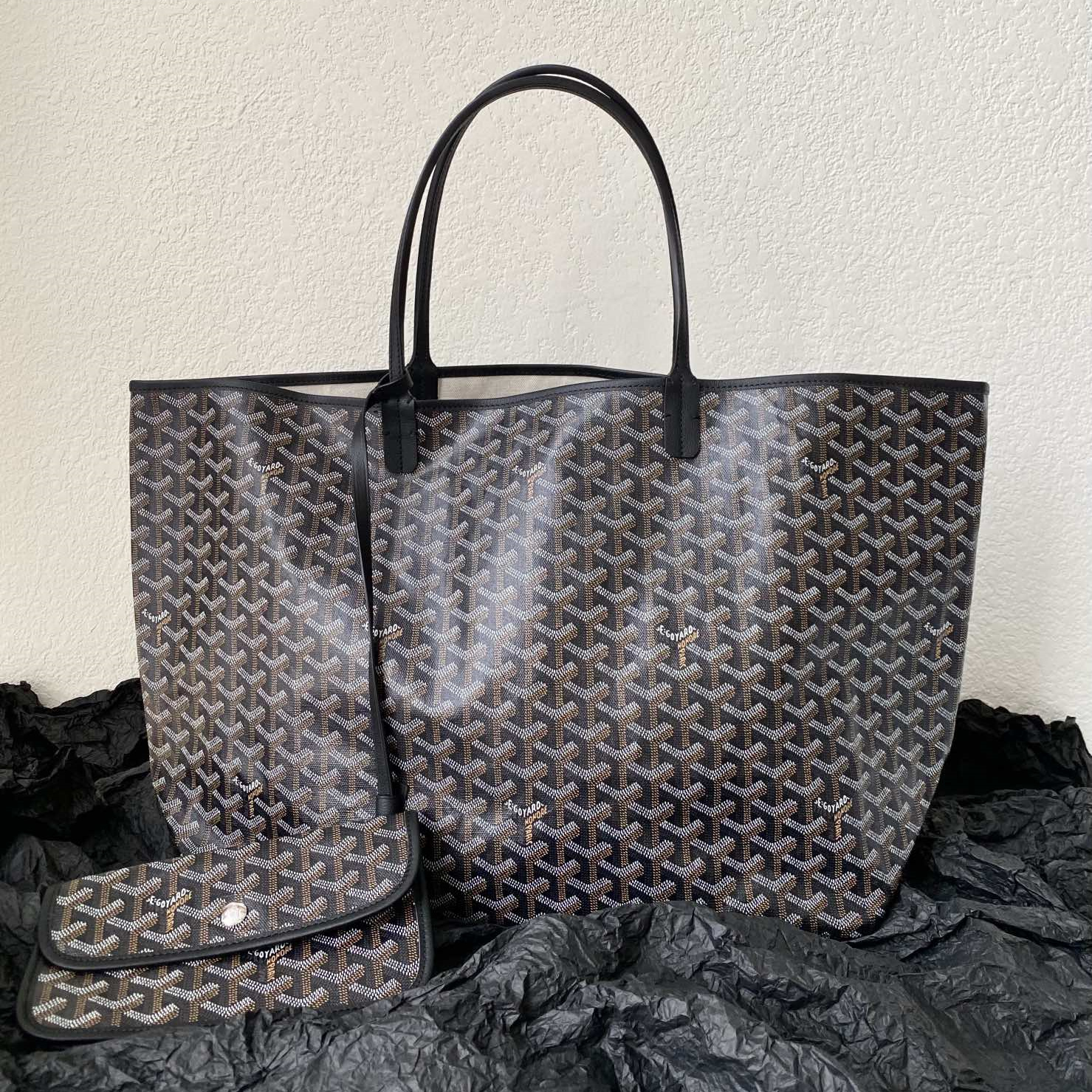 高仿Goyard*STLOUI8滿印Tote媽咪袋黑色大號免檢版