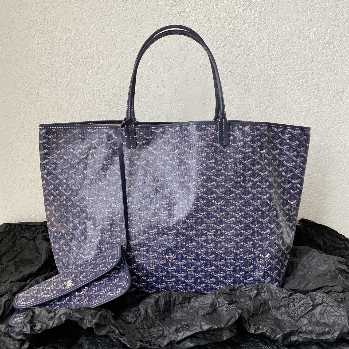高仿Goyard*STLOUI5滿印Tote媽咪袋深藍大號免檢版