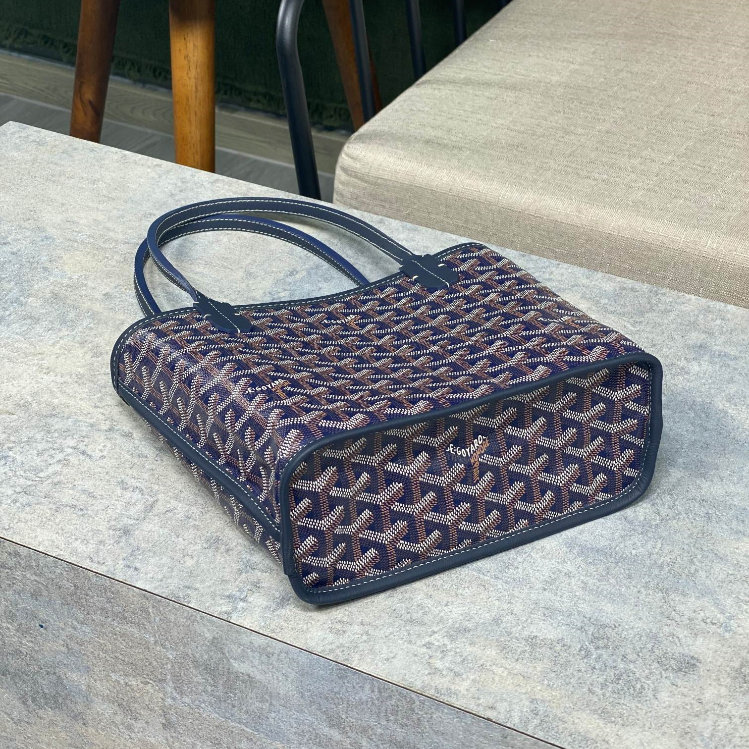 高仿Goyard*GY10184雙面兩用MiniTote手袋深藍免檢版