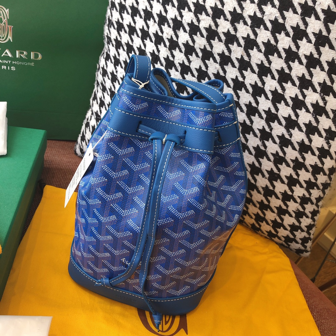 高仿Goyard*PEFLOT3抽繩水桶包藍色免檢版