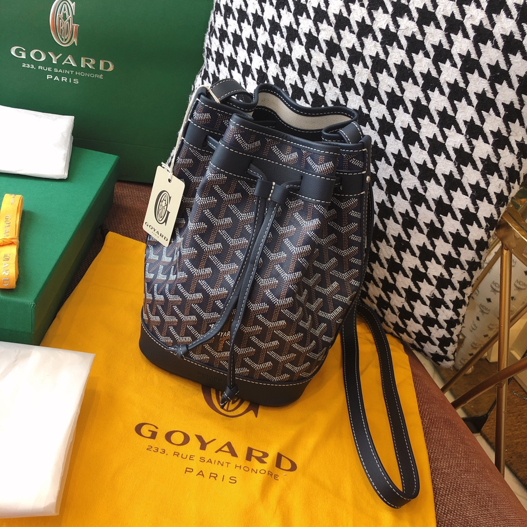 高仿Goyard*PEFLOT1抽繩水桶包深藍色免檢版