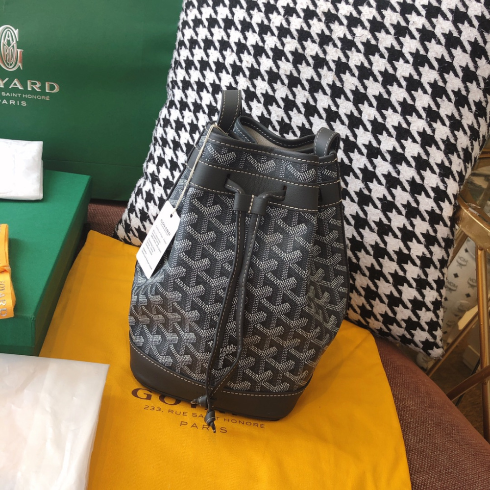 高仿Goyard*PEFLOT5抽繩水桶包灰色免檢版