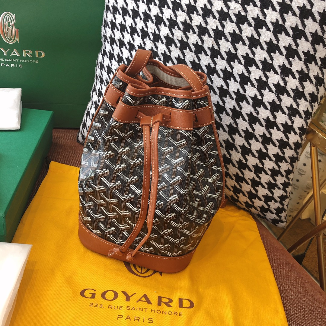 高仿Goyard*PEFLOT2抽繩水桶包棕色免檢版