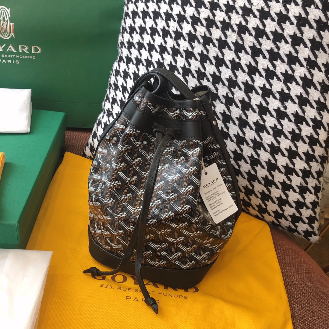 高仿Goyard*PEFLOT6抽繩水桶包黑色免檢版