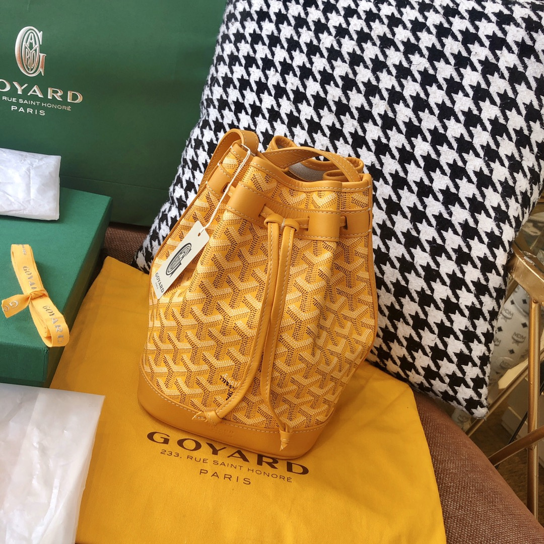 高仿Goyard*PEFLOT7抽繩水桶包黃色免檢版