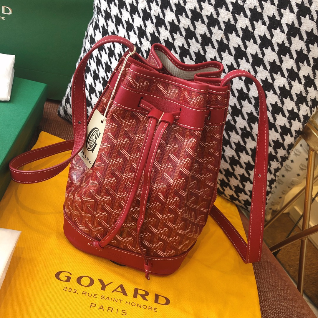 高仿Goyard*PEFLOT9抽繩水桶包紅色免檢版