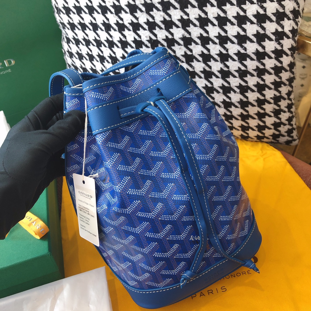 高仿Goyard*PEFLOT3抽繩水桶包藍色免檢版