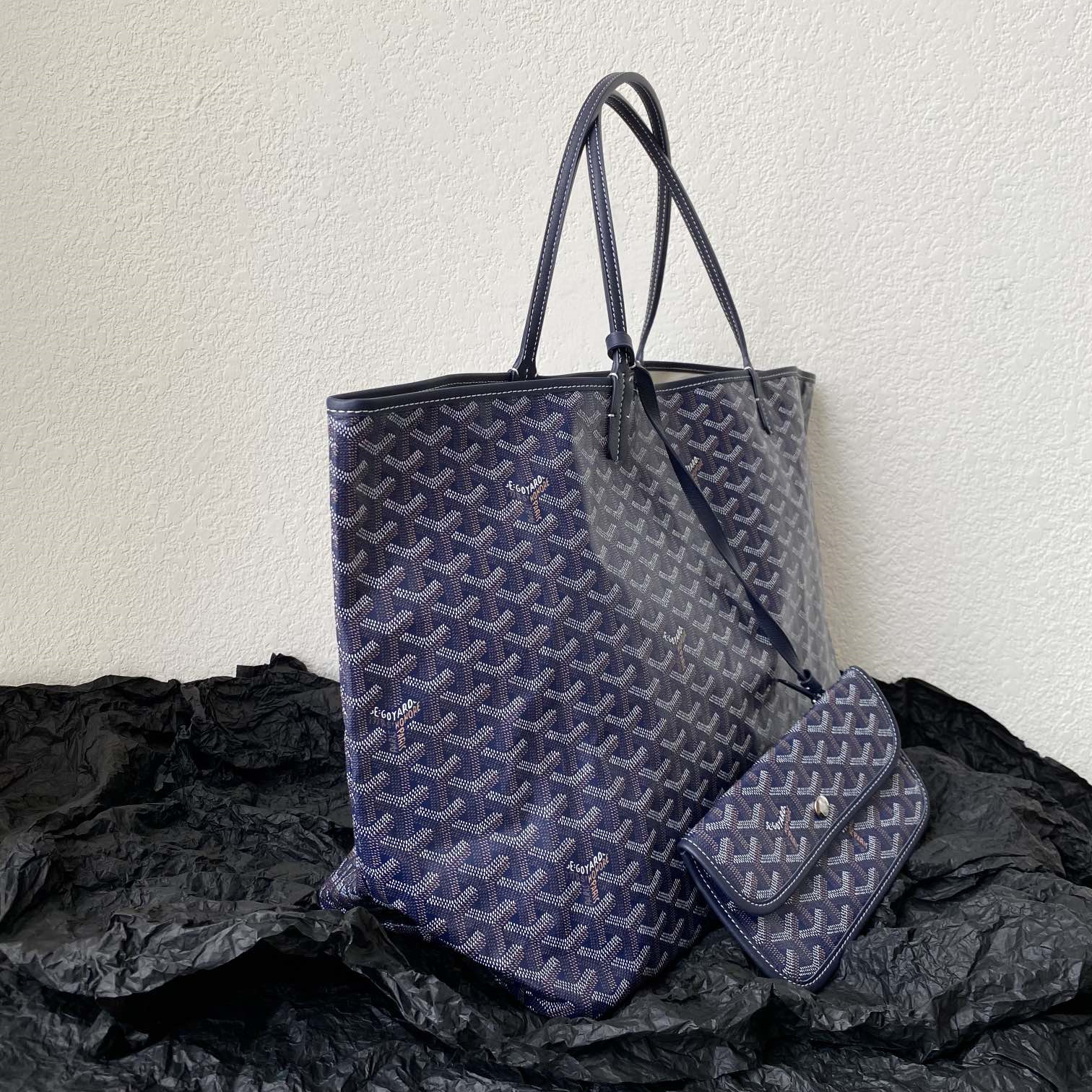 高仿Goyard*STLOUI5滿印Tote媽咪袋深藍大號免檢版