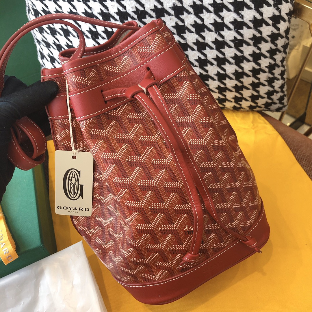 高仿Goyard*PEFLOT9抽繩水桶包紅色免檢版