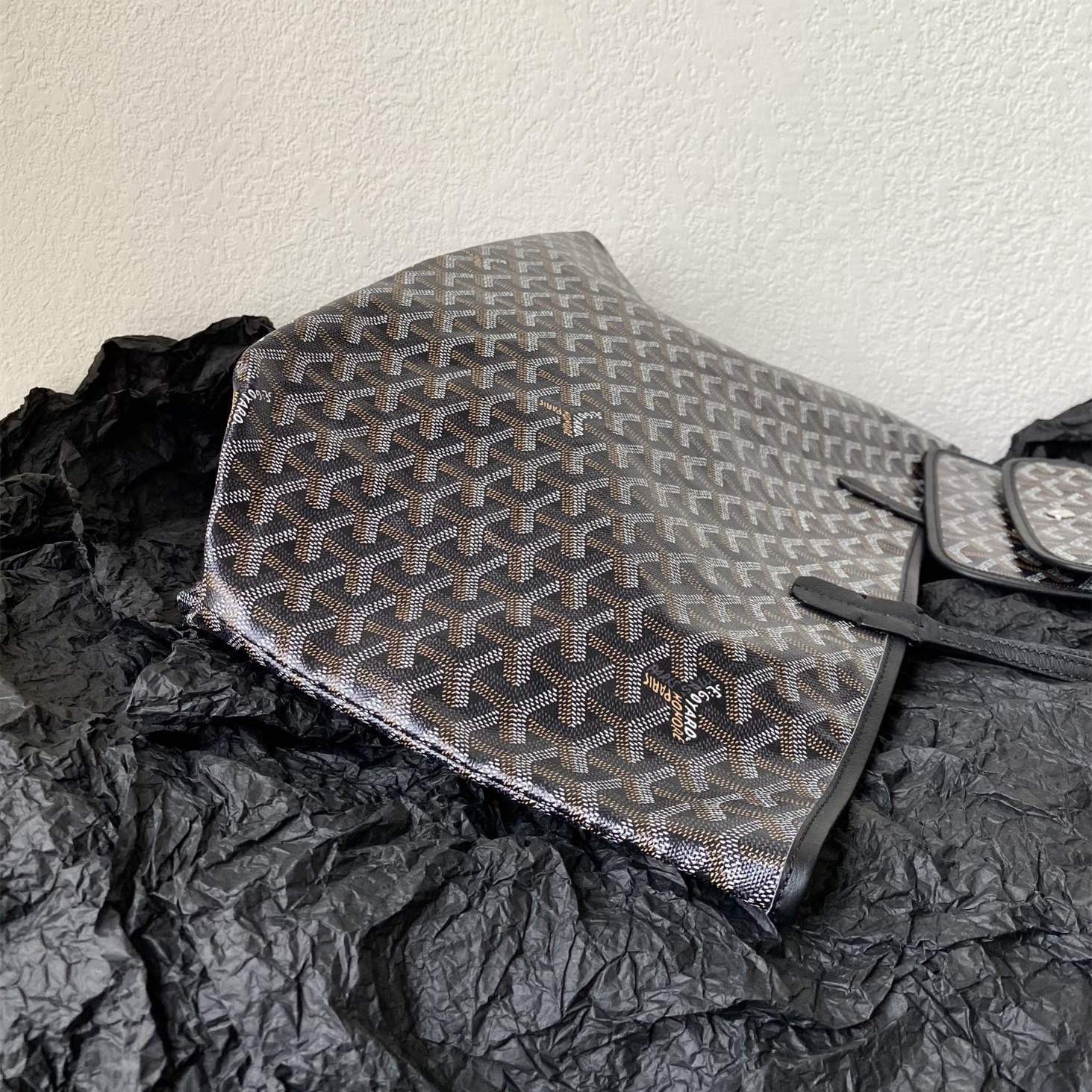高仿Goyard*STLOUIH滿印Tote購物袋黑色中號免檢版