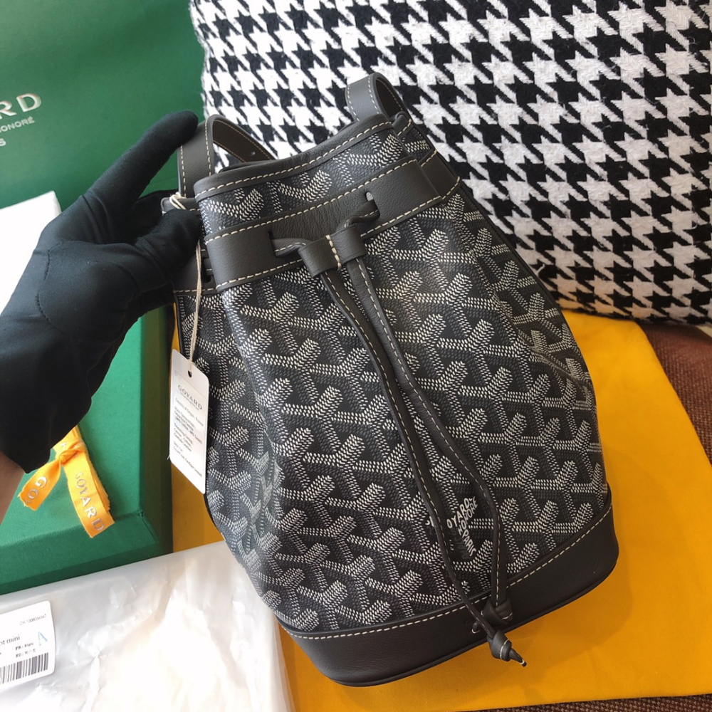 高仿Goyard*PEFLOT5抽繩水桶包灰色免檢版