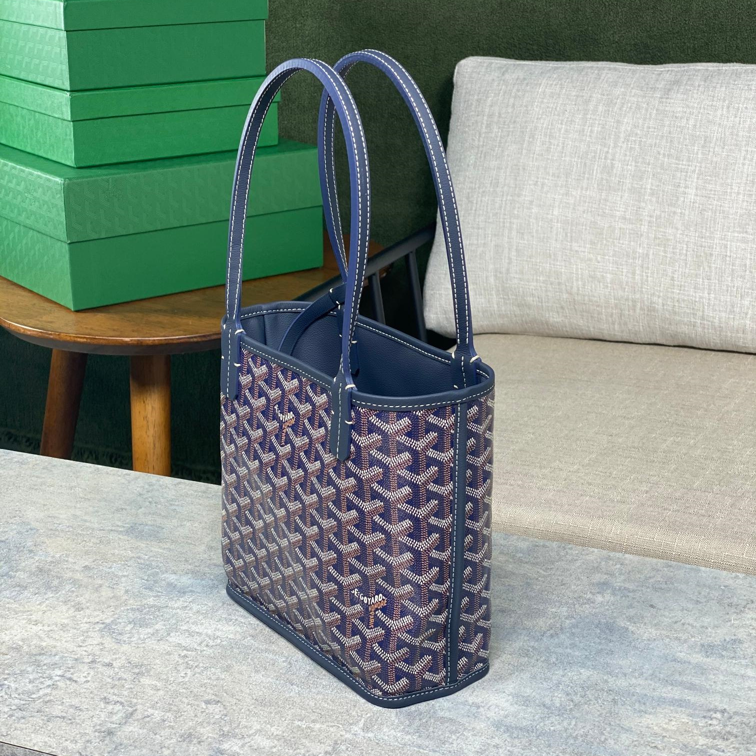 高仿Goyard*GY10184雙面兩用MiniTote手袋深藍免檢版