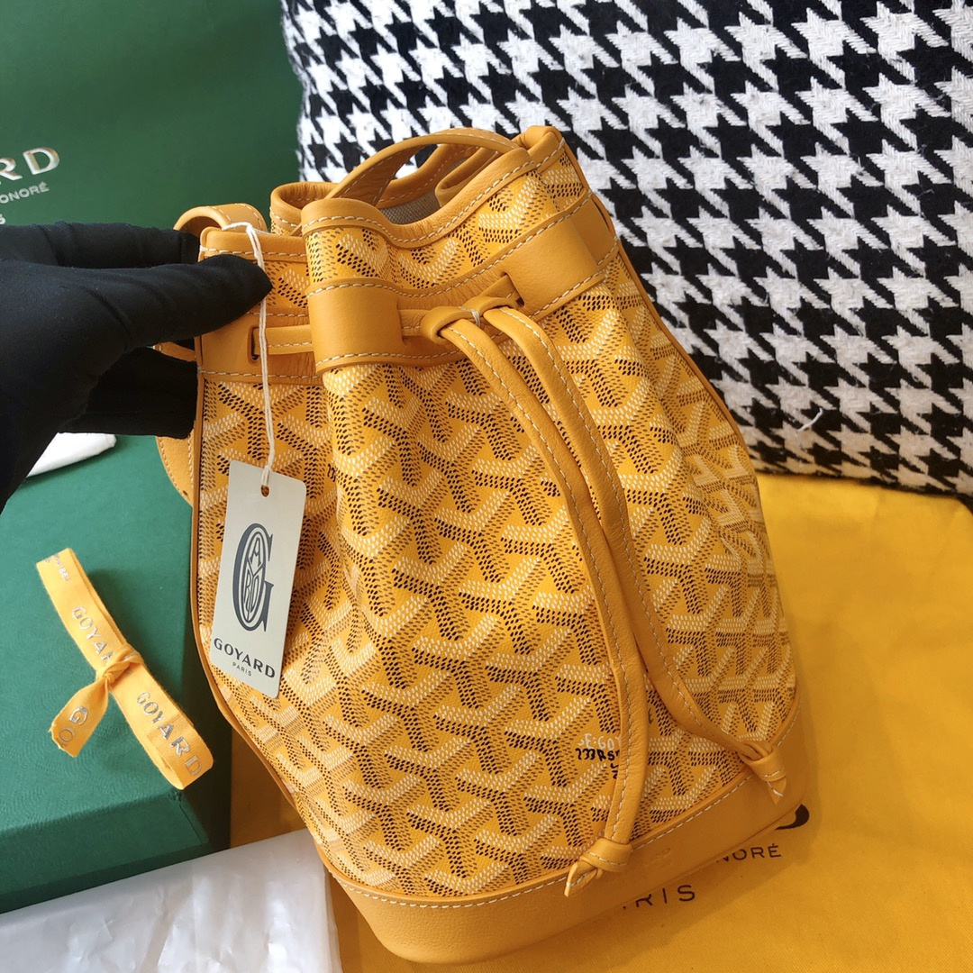 高仿Goyard*PEFLOT7抽繩水桶包黃色免檢版