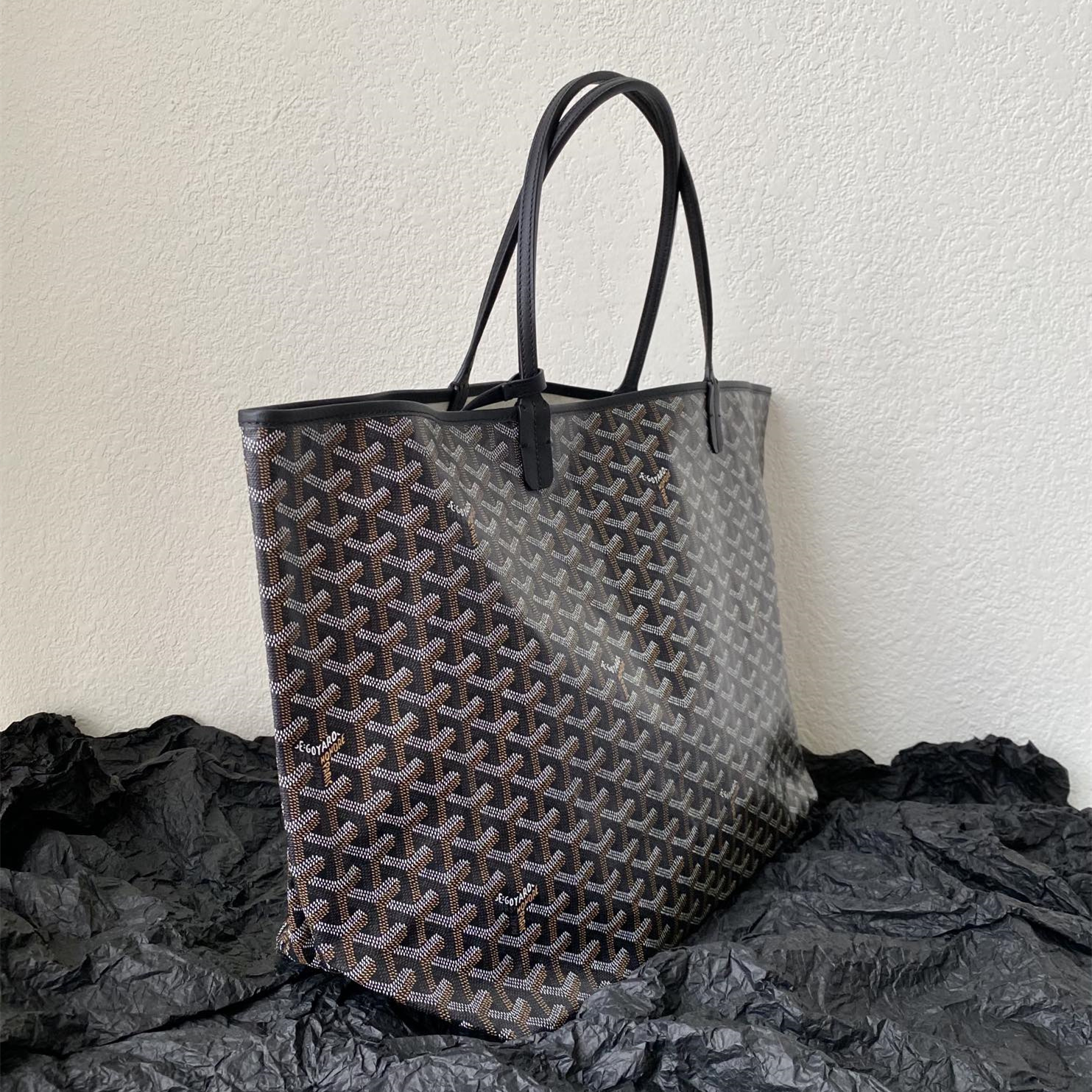 高仿Goyard*STLOUI8滿印Tote媽咪袋黑色大號免檢版