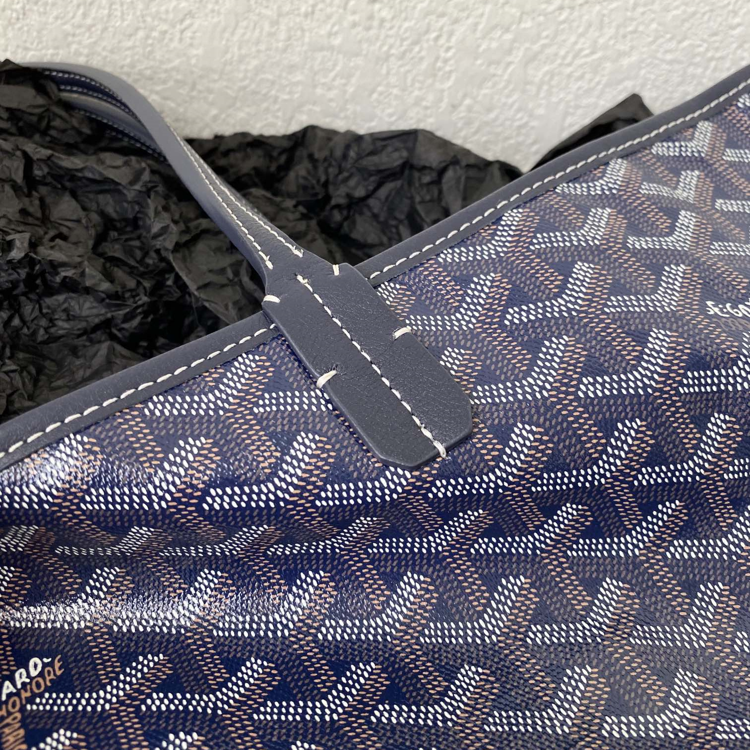 高仿Goyard*STLOUI5滿印Tote媽咪袋深藍大號免檢版