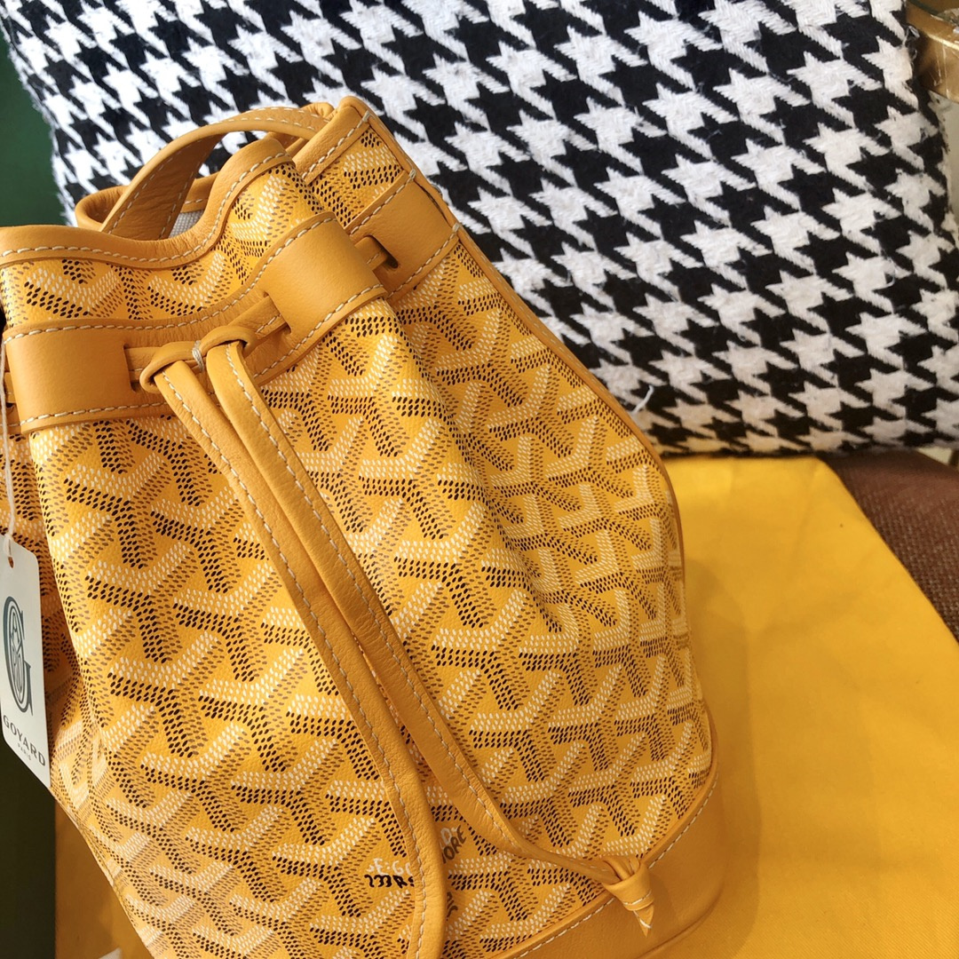高仿Goyard*PEFLOT7抽繩水桶包黃色免檢版