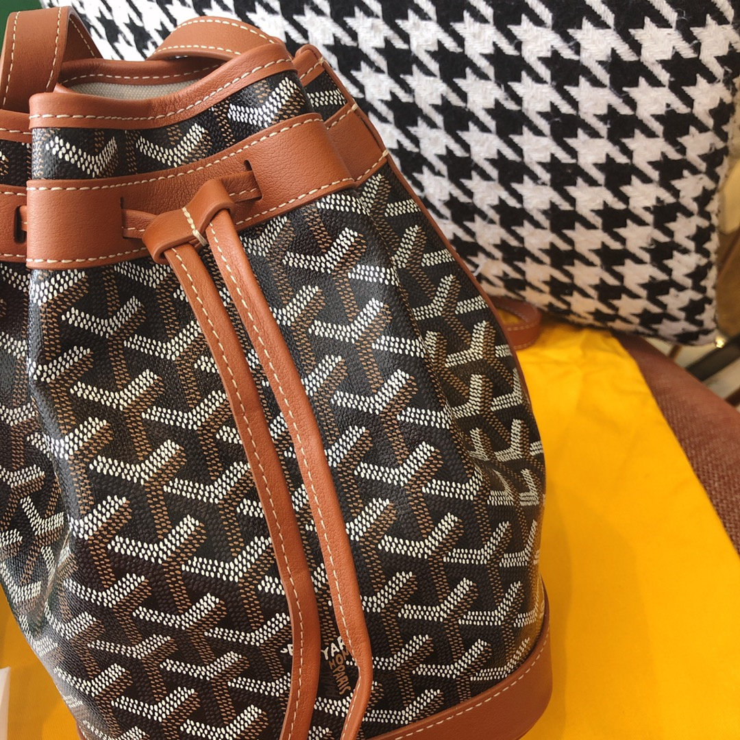 高仿Goyard*PEFLOT2抽繩水桶包棕色免檢版