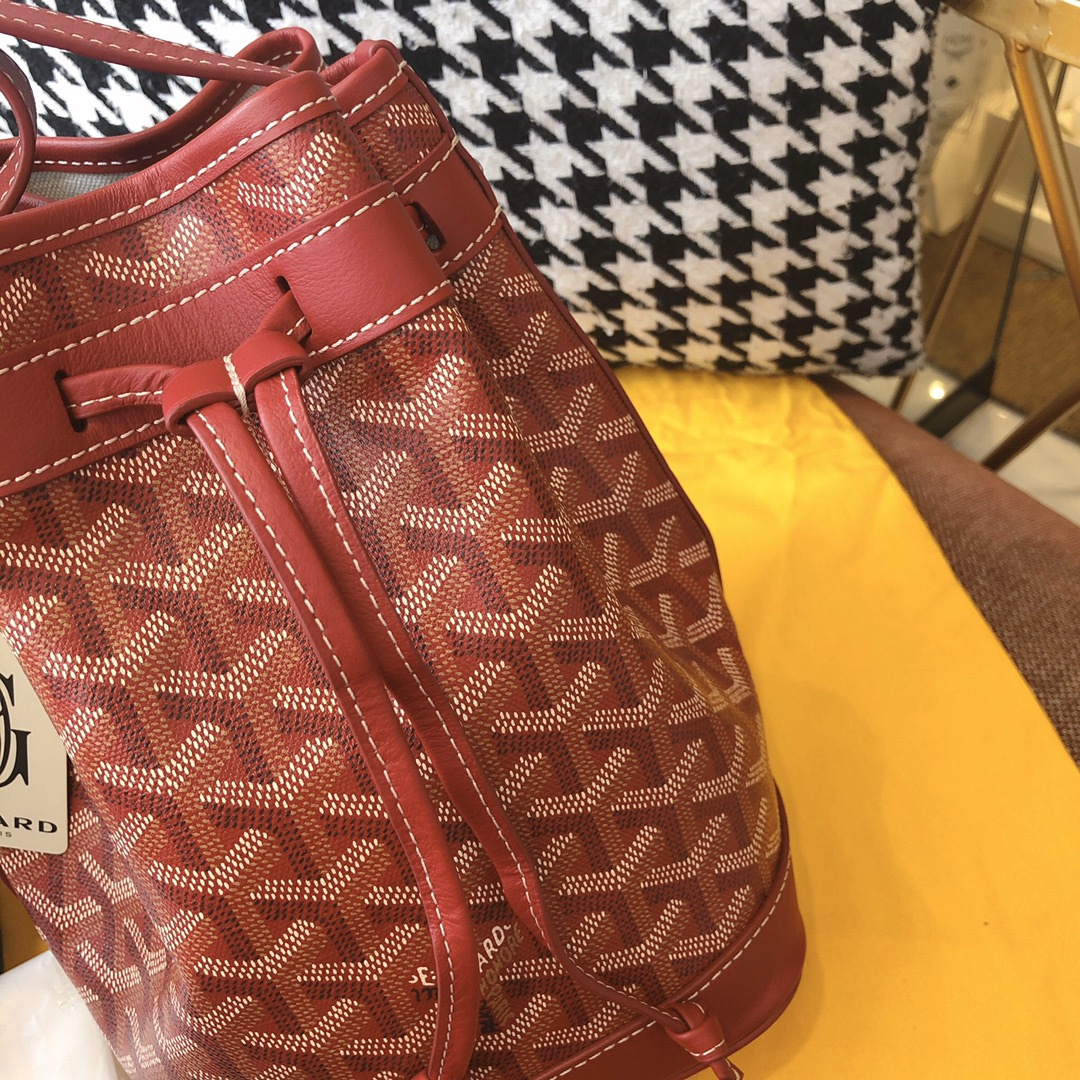 高仿Goyard*PEFLOT9抽繩水桶包紅色免檢版