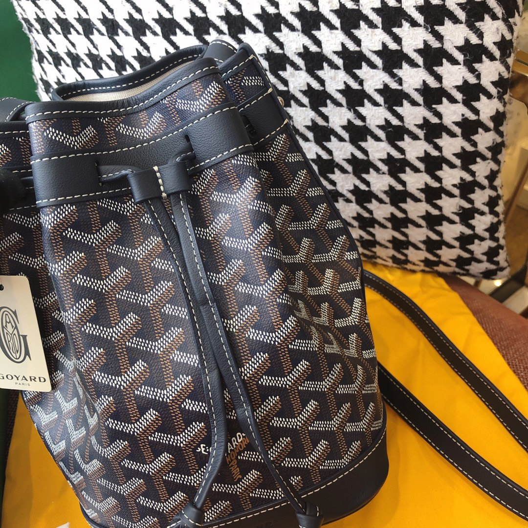 高仿Goyard*PEFLOT1抽繩水桶包深藍色免檢版