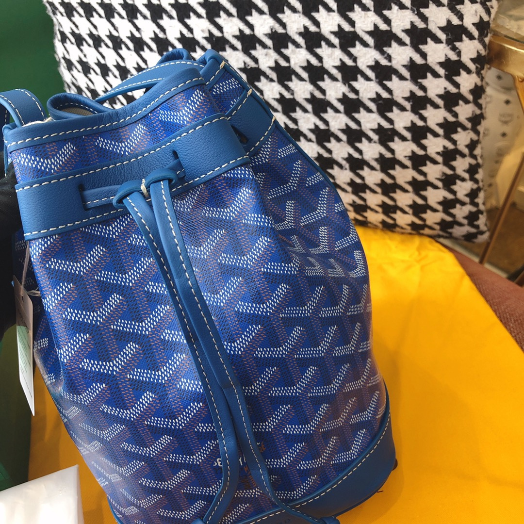 高仿Goyard*PEFLOT3抽繩水桶包藍色免檢版