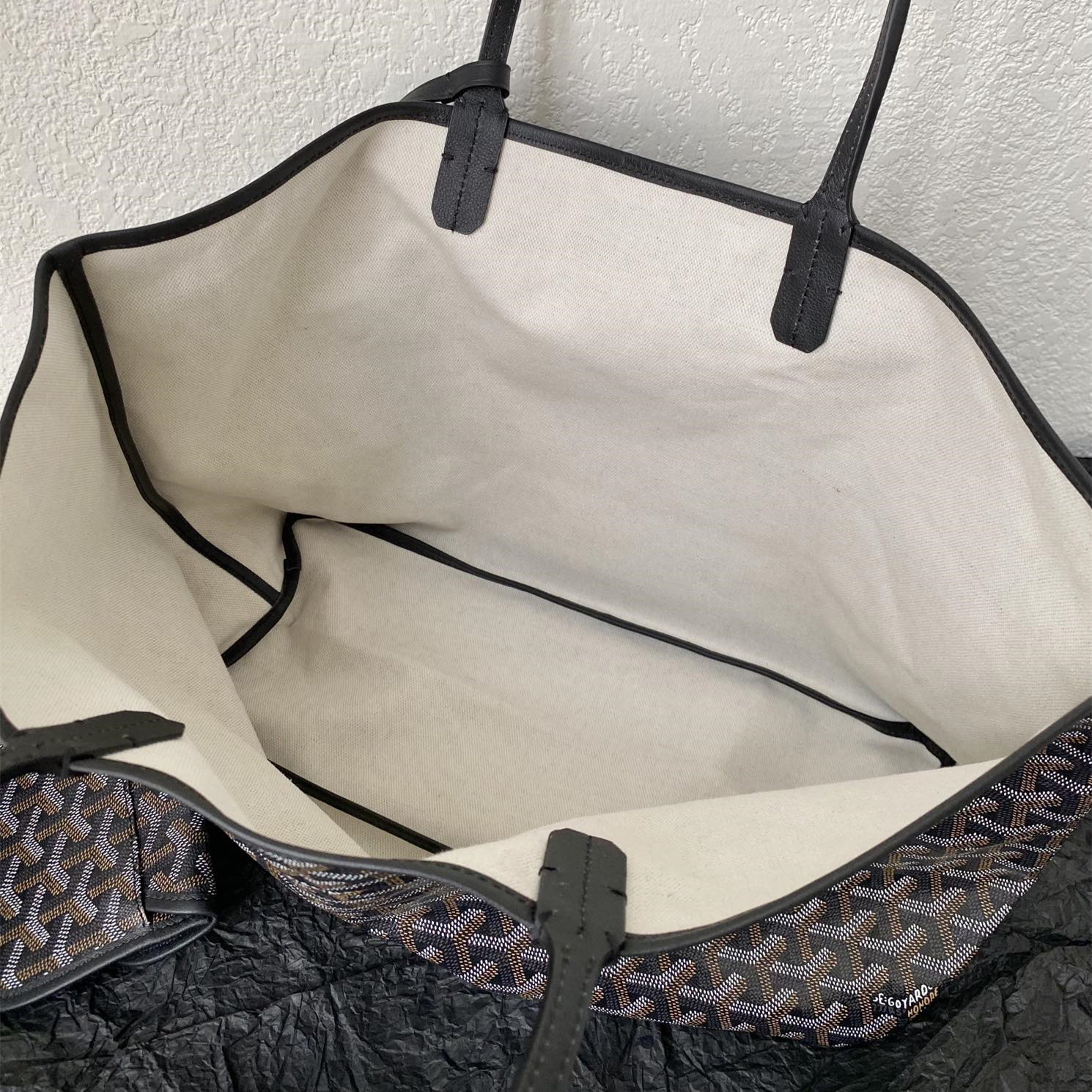高仿Goyard*STLOUIH滿印Tote購物袋黑色中號免檢版
