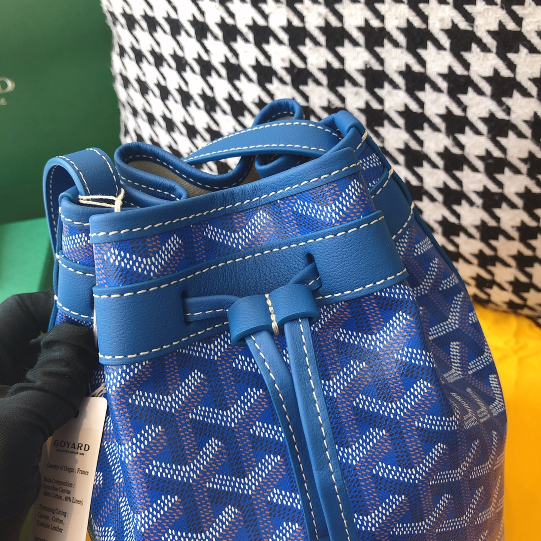 高仿Goyard*PEFLOT3抽繩水桶包藍色免檢版