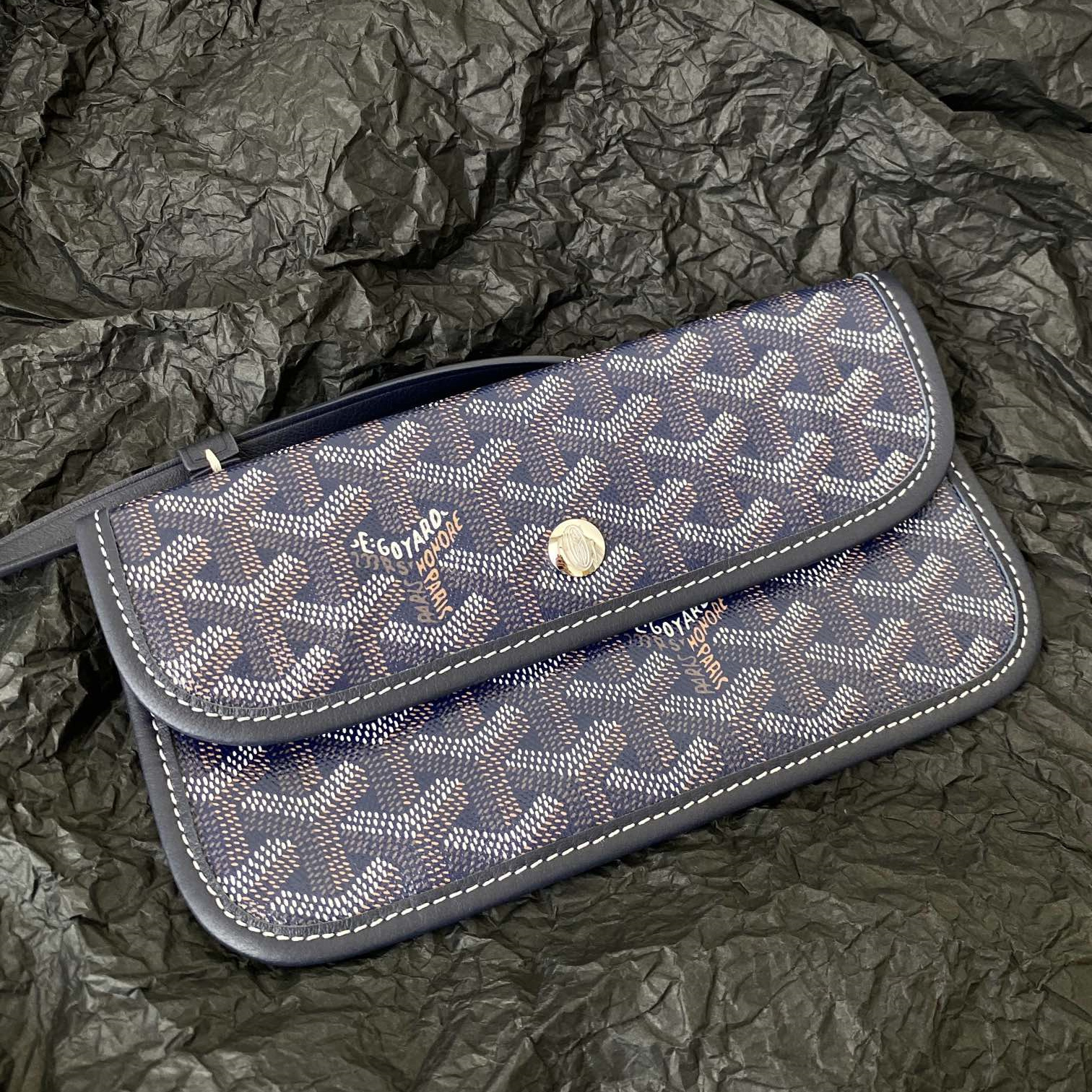 高仿Goyard*STLOUIE滿印Tote購物袋深藍中號免檢版