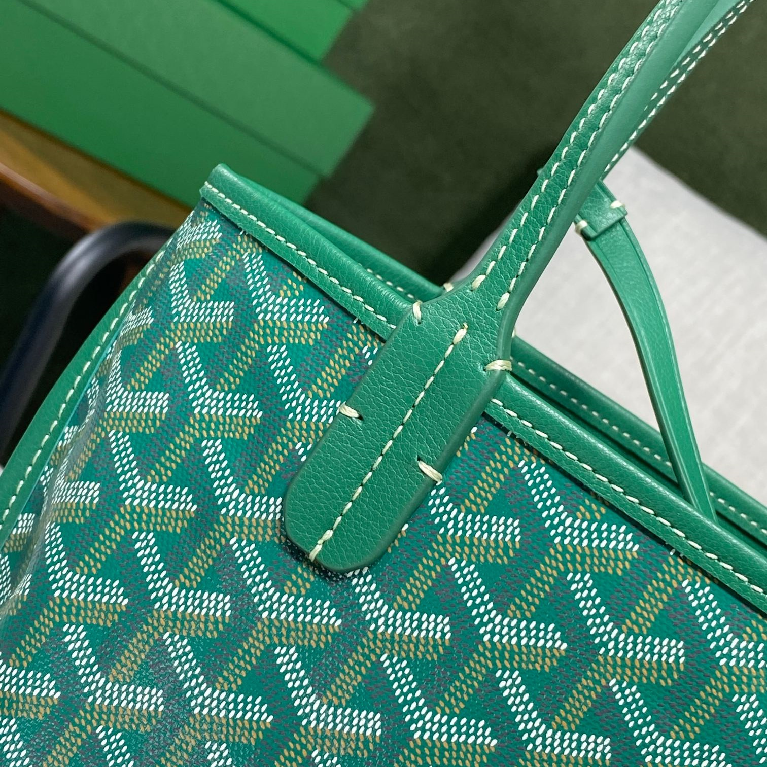 高仿Goyard*GY10182雙面兩用MiniTote手袋綠色免檢版